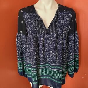 GAP Navy Blue Floral Blouse Size Small